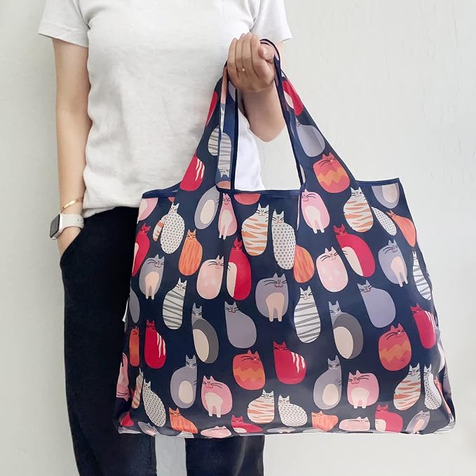 allydrew Large Foldable Tote Nylon Reusable Grocery Bags - Image 3