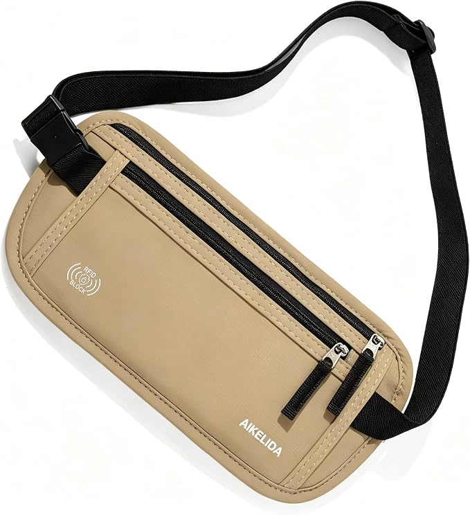 Money Belt - Slim Passport Holder RFID Blocking Travel Wallet Undercover Fanny Packs for Women Men - Gold - Image 4