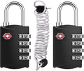 ZHEGE Travel Locks 2 Pack, TSA Locks for Luggage (2 Pack, Black) | Flexible Cable (30 Inch) for Gym, Suitcase, Backpack, Baggage, Easy Read Dial, Alloy Body by ZHEGE