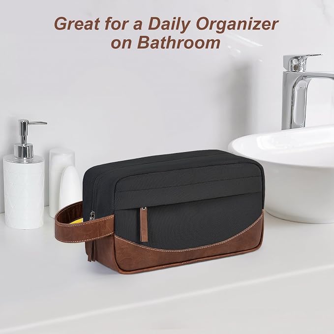 Travel Toiletry Bag for Men, Hanging Toiletry Organizer, Water Resistant Shaving Kit with Large Capacity for Travel Accessories (Black, Medium) - Image 6