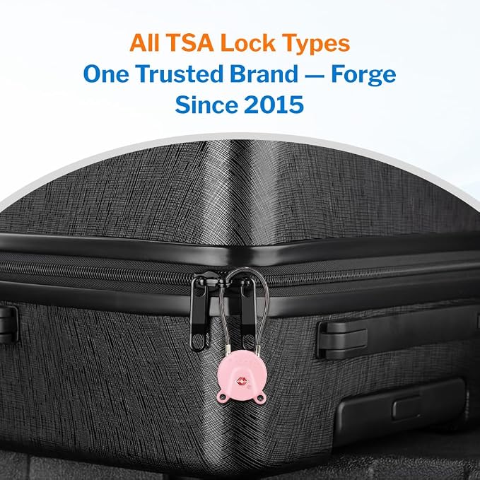 FORGE TSA Approved Luggage Locks, Keyed Alike TSA006 Dimple Key Travel Lock with Zinc Alloy Metal Body, Secure Cable Lock for Suitcase, Backpack, Gym Bags. 2 Pink Locks - Image 8