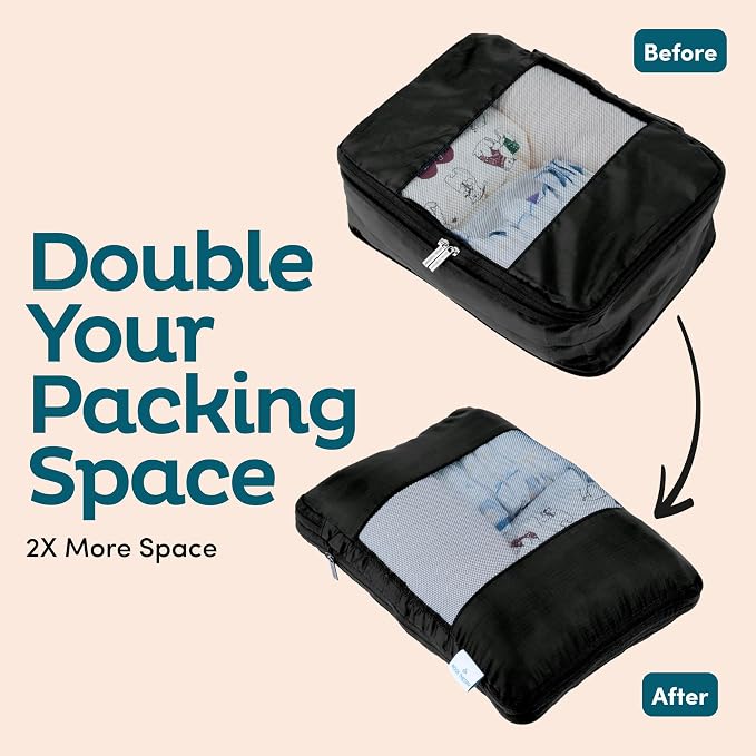 6-Pack Large Compression Packing Cubes for Travel - Lightweight Compression Packing Cube Set, Water-Resistant Luggage Organizer Bags & Suitcase Organizers, Travel Cubes for Carry-On, Checked Luggage - Image 9