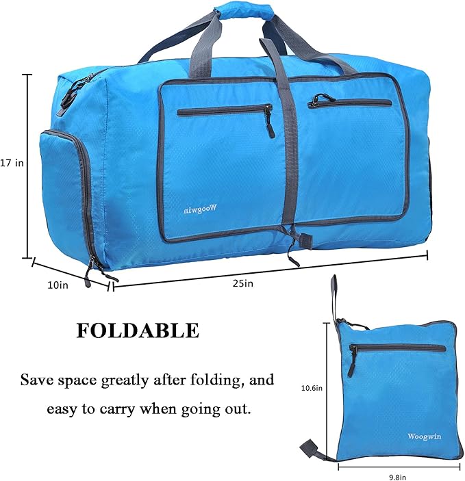 Woogwin Travel Duffel Bag Large Foldable Waterproof Overnight Bag for Beach Swim Bags Pool Sports Gym - Image 2