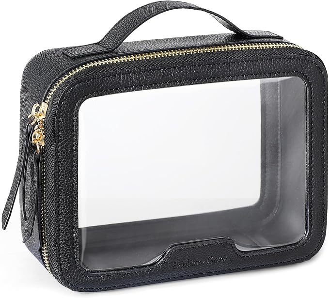 Clear Makeup Bag Foldable - TSA Approved Toiletry Bag for Travel | Metal Zipper, Reinforced Seam, Water Resistant, Medium for Carry-on, Large for Checked Luggage, for Car Storage Organizer by Packism