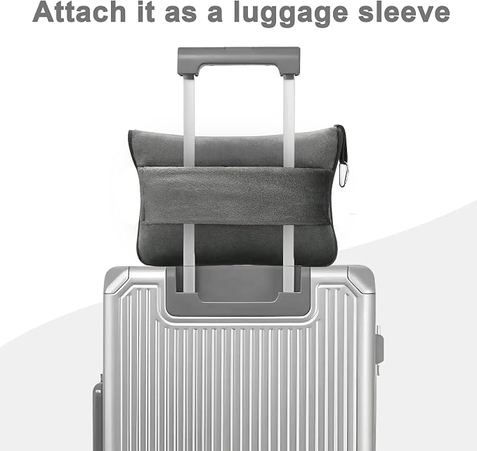 Travel Blanket and Pillow Compact, Premium Soft 2 in 1 Airplane Blanket with Soft Bag Pillowcase，Hand Luggage Sleeve and Backpack Clip (Solid Grey) - Image 5
