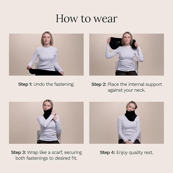 Trtl Travel Pillow Original 2.0 – Scientifically Proven Super Soft Travel Pillow with Premium Head & Neck Support – for Airplane Travel – Machine Washable – Lightweight & Compact – Jet Black – Small - Image 4