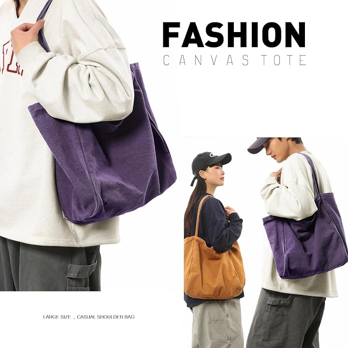 Canvas Tote Bag for Women Large Hobo Shoulder Bag for Work Travel Casual Message Bag Tote Purse handbags - Image 3