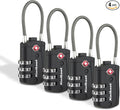 Kwikset TSA Approved Combination Luggage Lock with Cable, 4-Pack, Black | Four Resettable Cable Locks for Family Luggage; TSA Inspectors Open and Relock, 1-3/16 in Body by Unknown