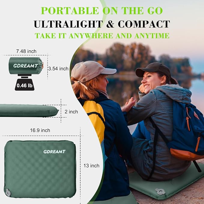 Inflatable Seat Cushion, Portable Self-Inflating Stadium Seat Cushion - Image 2