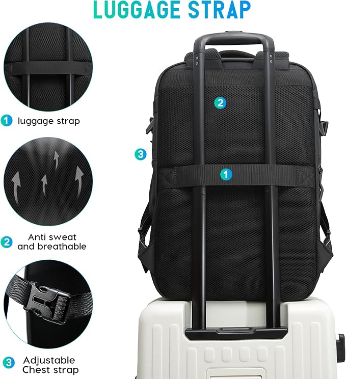 BANGE Travel Backpack with Vacuum Pocket and TSA lock version can hold 15.6 inch Laptop suitable Overnight Flight Approved Anti-theft Bag - Image 7