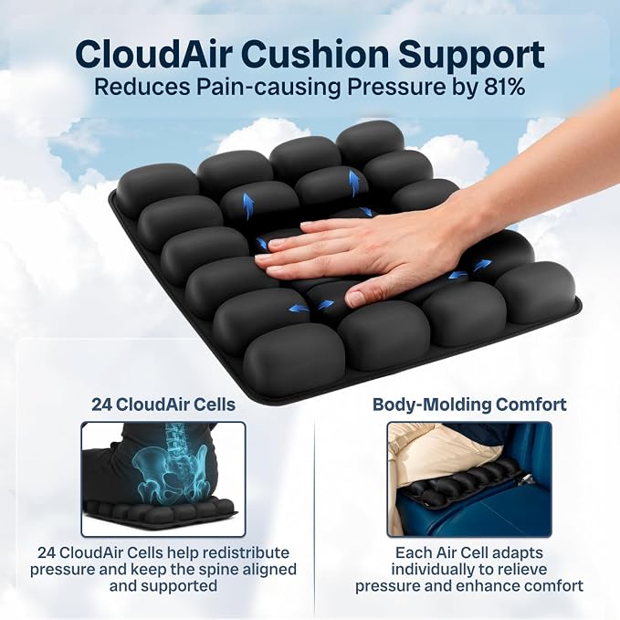 Sondur™ Travel Cushion for Long Flights – Inflatable Airplane Seat Cushion | TSA Approved Sit Pad for Plane Rides · Butt Pillow for Airline Seats · Stadium & Office Seat Cushions · Portable Support - Image 7