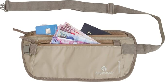 RFID International Travel Money Belt - Radio Frequency Protected Travel Bag with Adjustable Waistband, One Size, Tan - Image 5