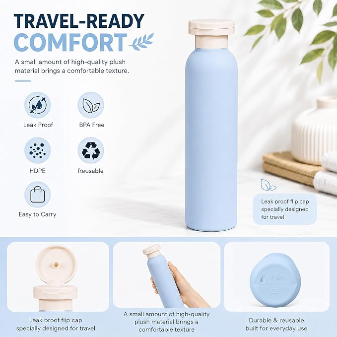 METAPACK 4Pack 8.8oz Travel Shampoo Bottles with Labels, Refillable Travel Bottles, Flip Top Squeeze Bottles, Portable Plastic Toiletry Containers for Lotion, Conditioner & Body Wash(green, blue) - Image 4
