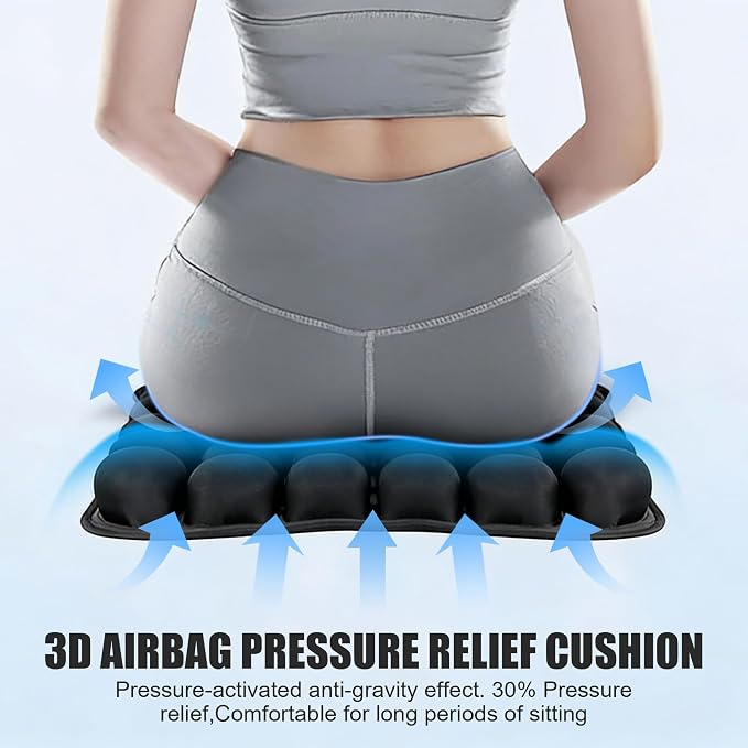 Inflatable Seat Cushion, Travel Cushion for Airplane Without Air Pump | Upgrade Pressure Relief Seat Cushion,Coccyx Tailbone Pain Relief,Cushion for Long Applicable to Various Scenarios - Image 3
