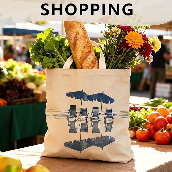 Summer Coastal Beach Canvas Tote Bag - Image 4