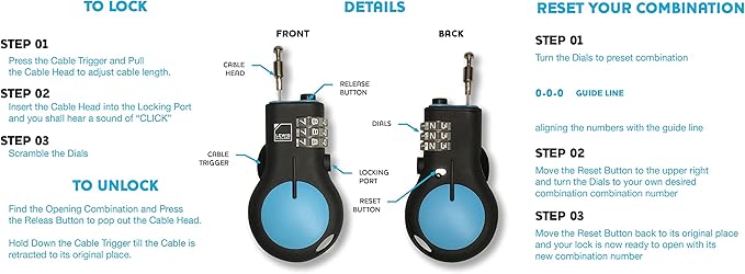 Lewis N. Clark Cable Luggage Lock | TSA Approved | Travel Or Bike Lock | Set Your Own Combination | 30-inch Retractable Steel Cable - Image 5