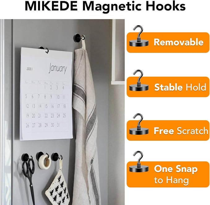 Magnetic Hooks Heavy Duty 170LB+ Strong Black Magnets Hook | Rare Earth Neodymium Hooks with Epoxy Coating Cruise Magnets with Hook for Hanging Refrigerator Garage 6 Pack - Image 4