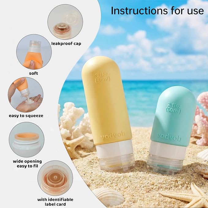 vodvob 16 Pack Travel Bottles Set for Toiletries, TSA Approved Travel Containers Leak Proof Silicone Squeezable Travel Accessories 2oz 3oz for Shampoo Conditioner Lotion Body Wash (BPA Free) (Orange) - Image 7