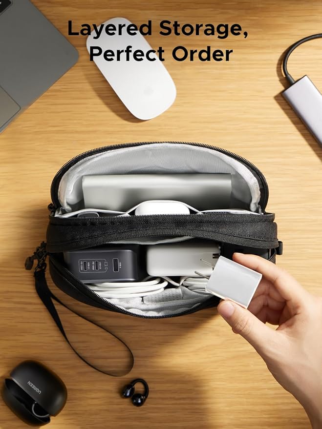 UGREEN Electronics Organizer Travel Case Bag Multifunctional Organizer Carrying Case for Cables, Cord, SD Card, Earbuds, Charger, USB Adapter, Electronic Accessories Medium Size - Image 3