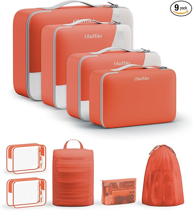 9 Set Packing Cubes for Travel, Gifts for Women Mom,Anti-Tearing Suitcase Organizer,OlarHike Vacation Essentials & Accessories for Cruise Ship by OlarHike
