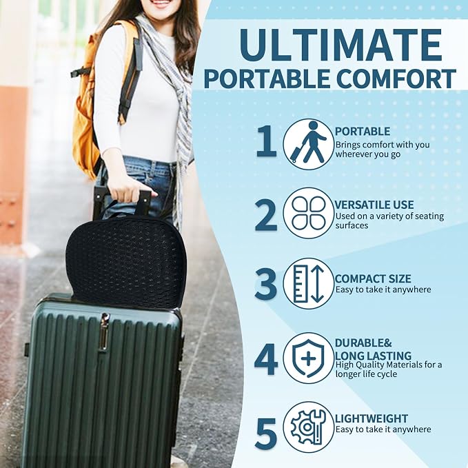 Portable Breathable Seat Cushion, Foldable Soft for Airplane Stadium | 3D mesh fabric lightweight for travel - Image 4