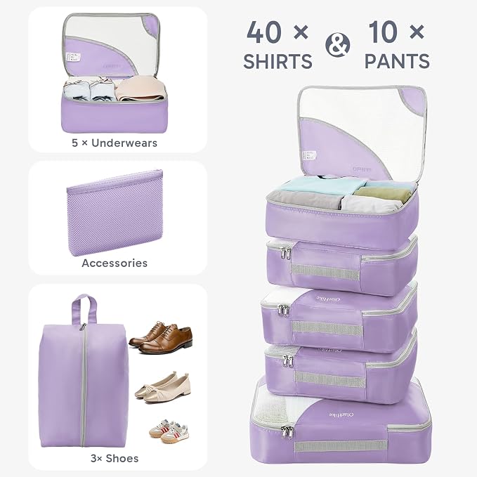 OlarHike 10 Set Packing Cubes for Travel,Gifts for Women Mom,Anti-Tearing Suitcase Organizer,with Over 1000 pcs Mesh Holes,Vacation Essentials & Accessories for Cruise Ship - Image 4
