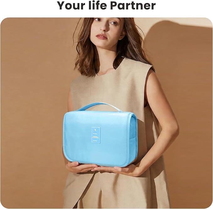 Portable Hanging Toiletry Bag for Travel, Small Multifunctional Makeup Cosmetic Bag for Women, Waterproof Travel Toiletries Organizer, Shower Bathroom Pouch with Hook for Gym, Camping, Business Trips - Image 6