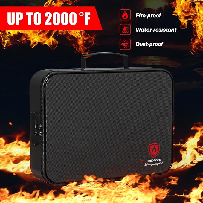 Fireproof Document Box with Lock,File Safe Bag for Home,Multi-Layer Important Document Organizer,Office Paper Storage File Folder Box for Laptop Certificates Passport,Portable Waterproof - Image 3