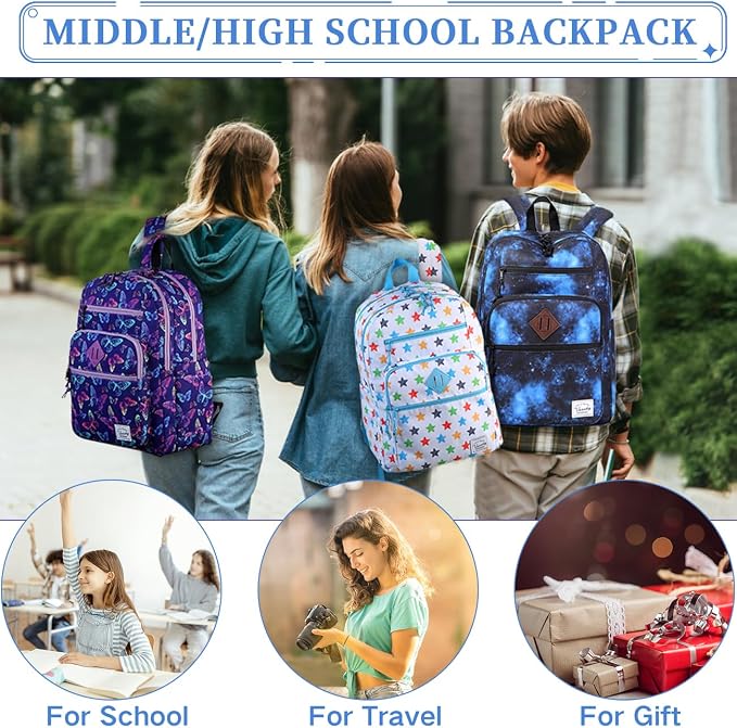 VASCHY Travel Backpack for Teen Boys, Bookbag Schoolbag Casual Daypack for High School/College/Women/Travel/Work Blue Galaxy - Image 7