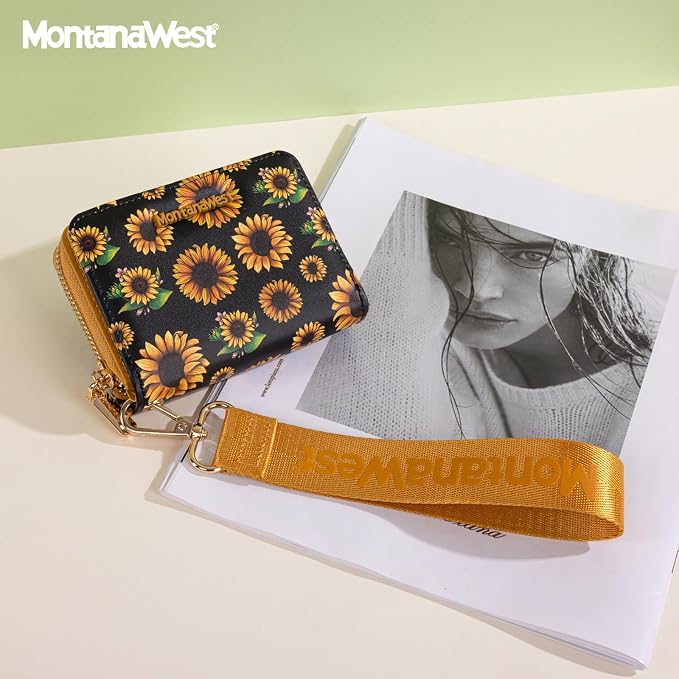 Montana West Small Sunflower Wallet for Women Female Ladies with a Detachable Wristlet Women's Wallet with Rfid Blocking Lining Minimalist Lightweight & Easy to Carry MWC-4201BK - Image 5