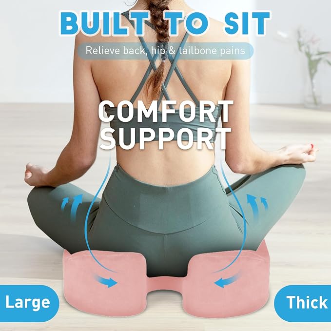 BlissTrends Extra Thick Seat Cushion for Office Chair & Car Seat, Pink | Tailbone & Sciatica Relief, Ergonomic Support, High-Density Memory Foam, Comfort for Extended Sitting - Image 6