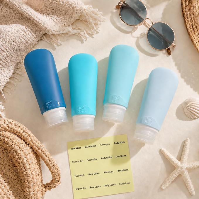 INSFIT Travel Bottles for Toiletries, TSA Approved 3oz Travel Size Containers, BPA Free Leak Proof Squeezable Silicone Tubes for Shampoo Conditioner Lotion Body Wash with Labels - Image 7