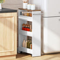 Slim Storage Cart, Slim Storage Rack on Wheels, Rolling Trolley with Handle, Storage Organizer, for Kitchen, Dining Room, Living Room, Laundry Room, White and Walnut MTC01WL by Choezon