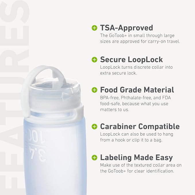 humangear GoToob+ (Medium) | Refillable Silicone Travel Bottle | Locking Lid | Food-Safe Material | Orange, Medium (2.5 fl.oz.; 74ml) | Refillable & Leak-Proof Silicone Travel Size Bottles with Locking Cap for Toiletries, Camping & TSA Carry-On - Image 4