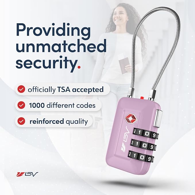 TSA Accepted Luggage Travel Lock, Set-Your-Own Combination Lock for School Gym Locker, Luggage Suitcase Baggage Locks, Filing Cabinets, Toolbox, Case (Purple, 1 Pack) - Image 2