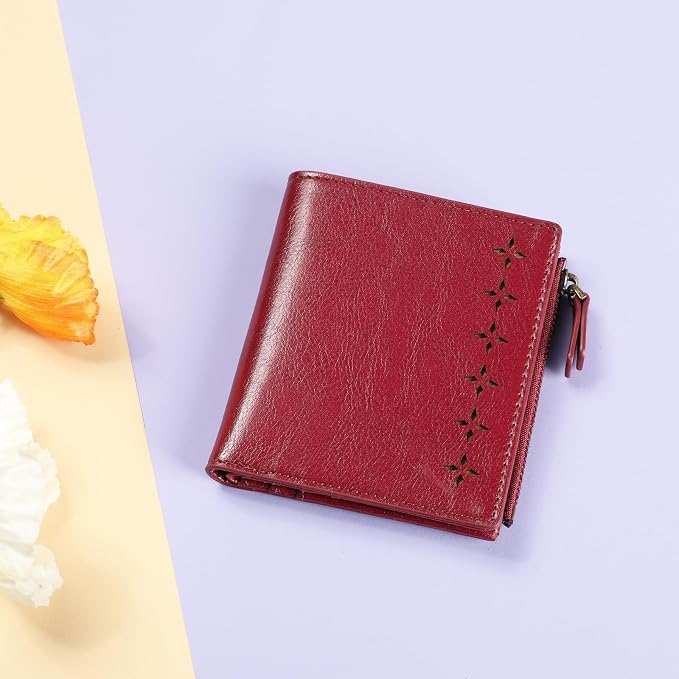 Ultra Thin Small Compact Leather Womens Girls Wallets RFID Blocking Credit Card Holder for Women - Image 5