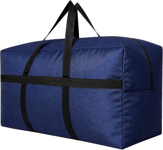 YiKitHom Extra Large Storage Duffle Bag with Zippers and Handles, Big Foldable Duffle Bag for Travel Blue 80L by YiKitHom