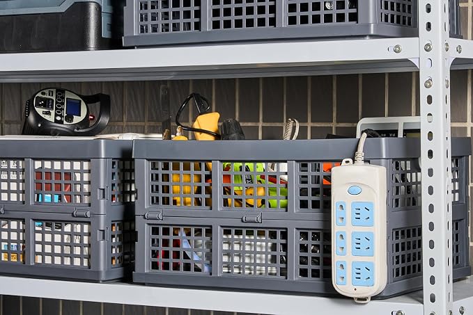 Aebeky 3-Pack Plastic Collapsible Storage Crates-30L,Foldable Plastic Crates for Storage (Gray) - Image 5