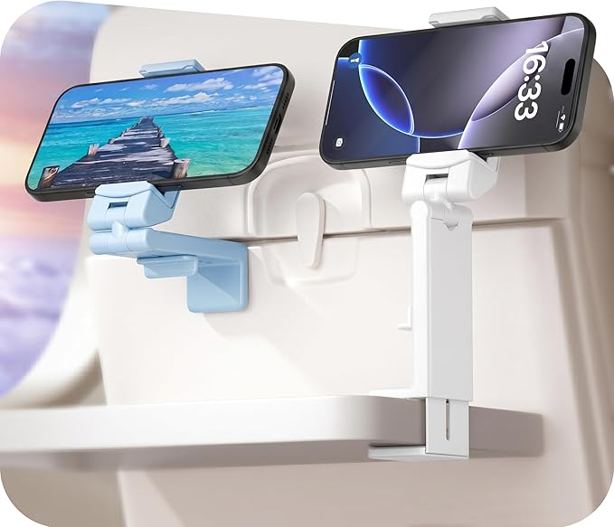 Perilogics Airplane Phone Holder Mount Universal in Flight Hands Free Viewing with Multi-Directional Dual 360 Degree Rotation. The Go-to Choice for Frequent Flyers and Travelers’ Favorite. by Perilogics