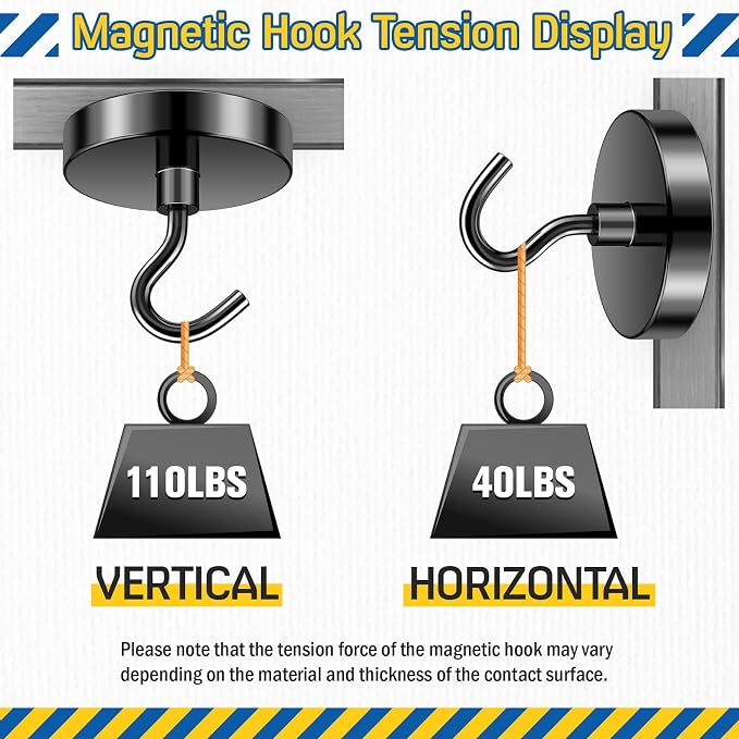 FINDMAG 6 Pack Magnetic Hooks, 110LB+ Magnetic Hooks for Cruise Cabins | Strong Magnets with Hooks for Cruise, Ship, Travel, Home, Refrigerator and Fridge, Heavy Duty for Daily Use, Black - Image 7
