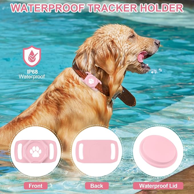 Smart Pet Tracker for Collar - Dog Tracker Pet Location Tracker with Holder | Real-Time Location, No Monthly Fee/ SIM Card, Work with Android Only (Not for IOS), Ultra-Slim, IP68 Waterproof Holder, Pink - Image 4