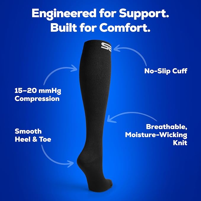 SB SOX Compression Socks for Men & Women (15-20mmHg) | Best Compression Socks for Flying, Medical, Sports, Wide Calf Fit, Pregnancy, and Daily Wear - Image 2