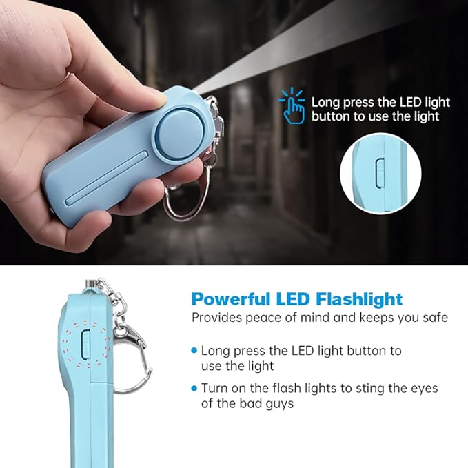 Safesound Personal Alarm: Your 130dB Self-Defense Companion - Keychain Emergency LED Flashlight - Security and Protection for Women, Girls, Kids, and The Elderly (Black & White, 2) - Image 6