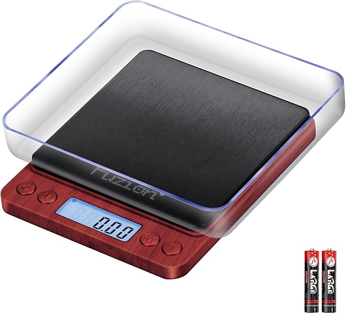 Fuzion Digital Scale .01 Gram Accuracy, 500g Small Kitchen Food Scales | 2 Trays Included for Jewelry, Gold, Herb, Powder, Spice, Coffee, Coin - Weight Gram and Oz by Fuzion%C2%AE