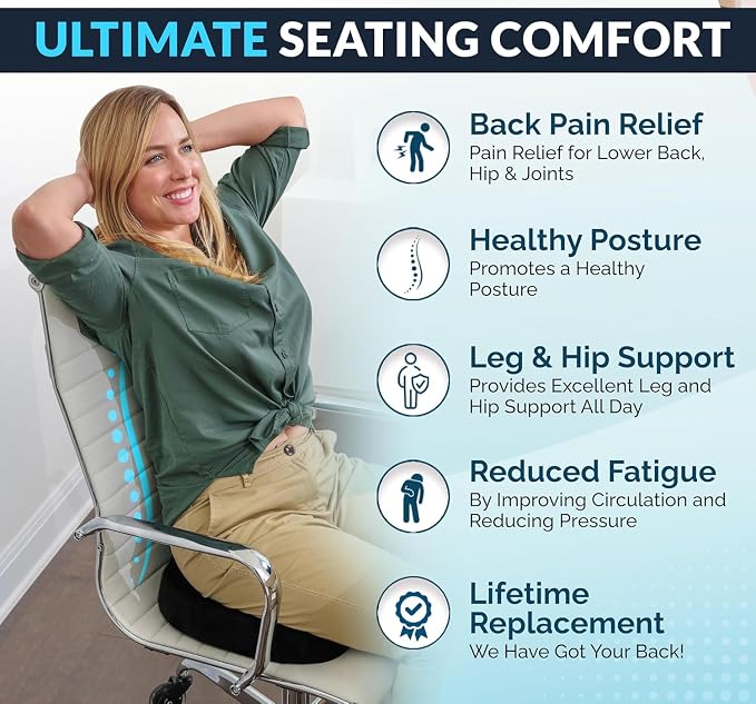 ComfiLife Doctor Recommended Seat Cushion - Premium Gel & Memory Foam Office Chair, Car Seat, Lifting Cushion - Chair Cushions for Back & Sciatica Relief - Seat Cushions for Office & Desk (Black) - Image 5