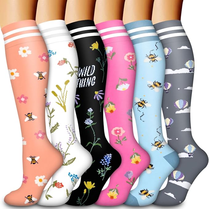 Compression Socks for Women & Men Circulation(6 pairs)-Graduated Supports Socks for Running, Athletic Sports by LaiteHebe