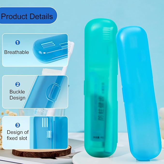 2 Packs Breathable Toothbrush Travel Case, Travel Tongue Scraper Case | Compact Portable Toothbrush Travel Holders for Business Trips, Vacation, Camping, Cruise, Sleepovers, Travel, Gym, Office - Image 3