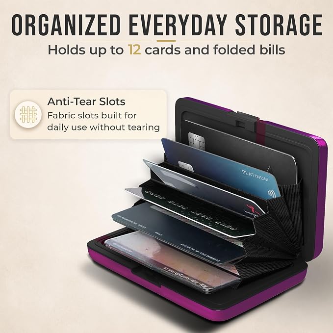TopMost Aluminum Wallet, Card Case Wallet, Metal RFID Credit Card Holder for Men & Women, 6 Cotton Slots for 10-12 Cards And Bills, Rfd Protective - Image 4