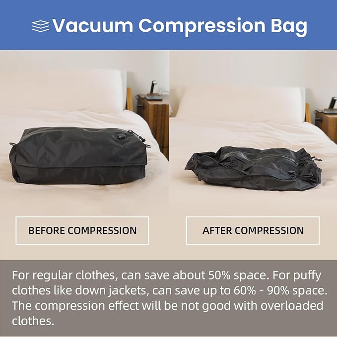 BAGAIL TPU Vacuum Bag for Travel, Reusable Compression Bag with IPX8 Waterproof Zipper, Save Space for Suitcase, Backpack and Carry on (Jet Black, ExtraLarge, With Pump) - Image 6