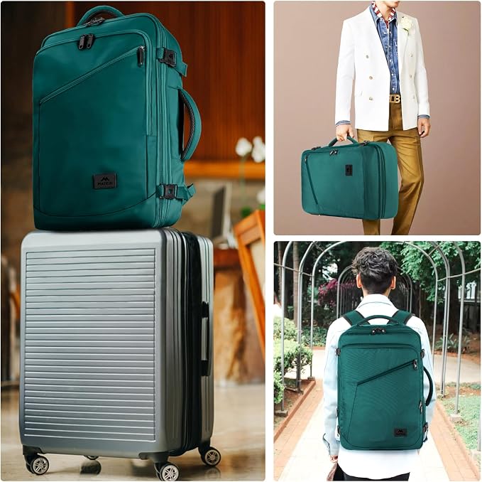 MATEIN Travel Backpack for Men Women, 35L Carry on Backpack for Airplanes | Personal Item, Simple Daypack with Trolley Sleeve, Adjustable Shoulder Strap, Gifts for International Travelers, Peacock Blue - Image 7